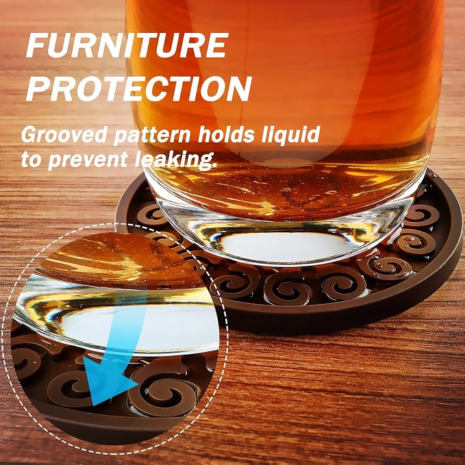 Silicone Coasters for Drinks, Resistant Reusable Drink Coasters-Great Gift for