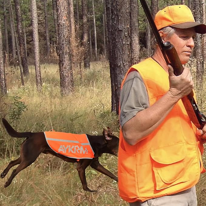 Orange Reflective Dog Vest for XXLarge Breeds, High Visibility Dog Safety Vest Harness with Removable Bell Keep Safe from Hunting, Training & Cars Accidents