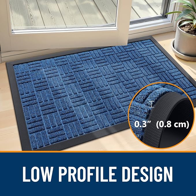 OLANLY Front Door Mat Outside Entrance 47x23, Heavy Duty Sturdy Natural Rubber