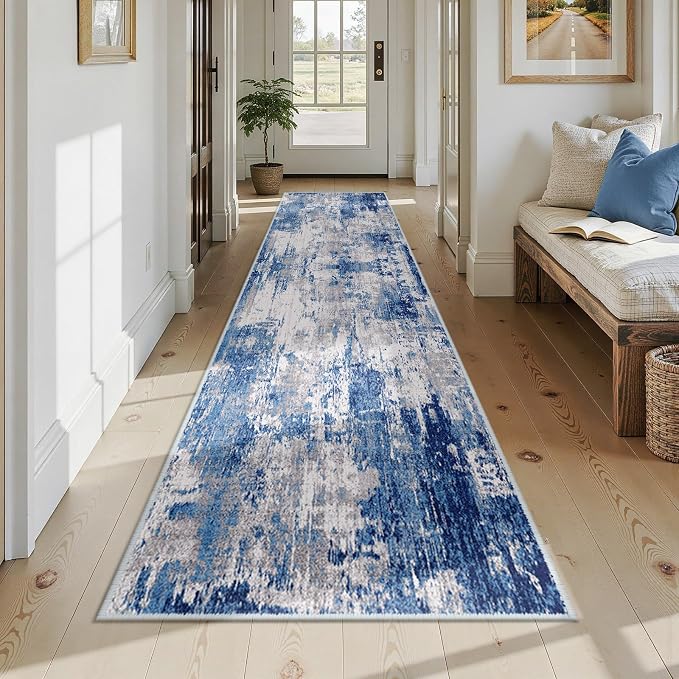 RELEANY Washable Area Rugs 2'6"x14 Non-Slip Modern Abstract Soft