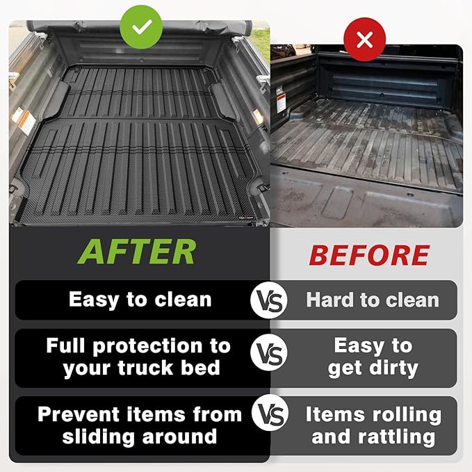 TripleAliners Truck Bed Mat Compatible with 2017-2024 2025 2026 Honda Ridgeline Accessories 5.3FT Vehicle Perfectly Flush All Weather Protection TPE Heavy Duty Pickup Car Bed Cargo Mat