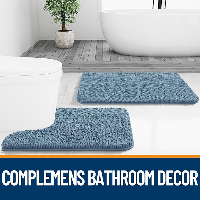 OLANLY Large Bathroom Rugs 44x32, Extra Soft Absorbent Chenille Bath Rugs