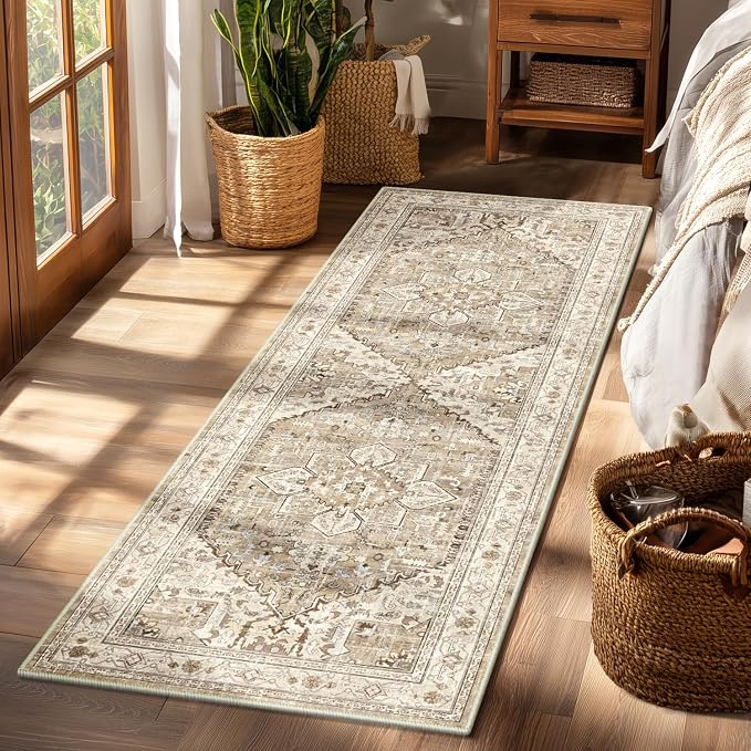 Yamaziot Washable Runner Rug, 2x6 Non-Slip Boho Vintage Hallway Rug Runner