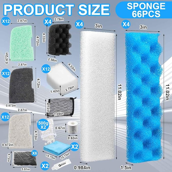 68 Pcs Canister Filter Media Kit Compatible
