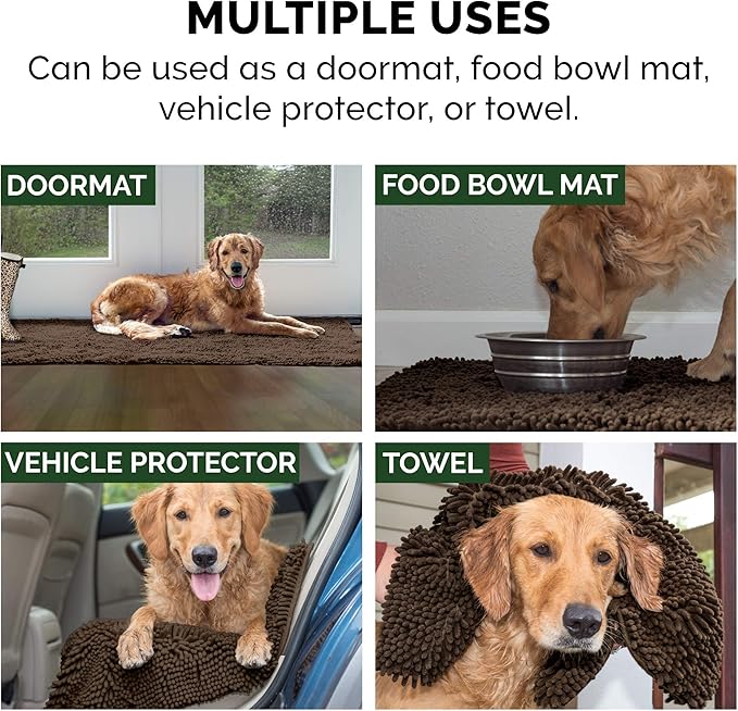 Furhaven 36" x 26" Highly Absorbent Dog Door Mat for Muddy Paws, 100% Washable, Perfect for Entryway, Kitchen, & Bathroom Use - Chenille Shammy Rug - Mud (Brown), Large