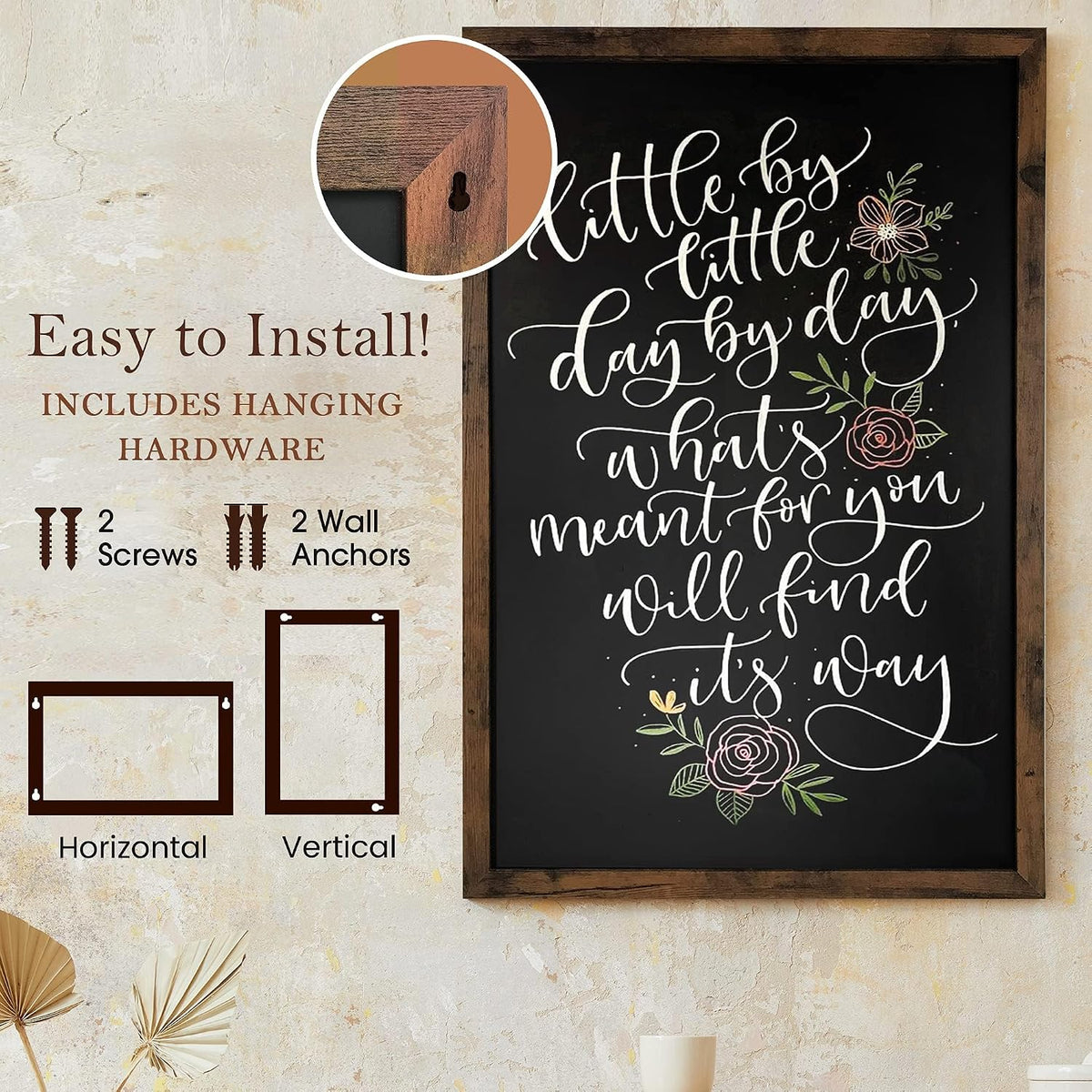 Loddie Doddie Rustic Wood Magnetic Board for Wall, Stain Resistant, 24"x36"