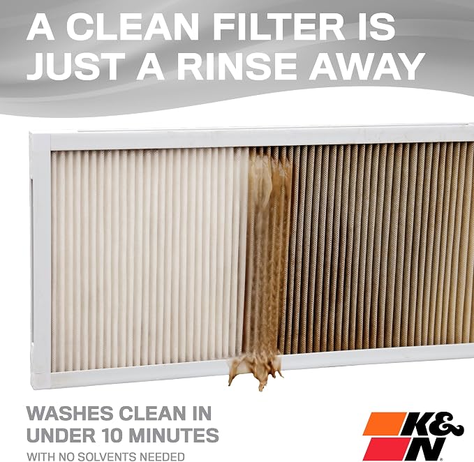 K&N 16X25X1 HVAC Furnace Air Filter, Lasts a Lifetime, Merv 8, the Last HVAC