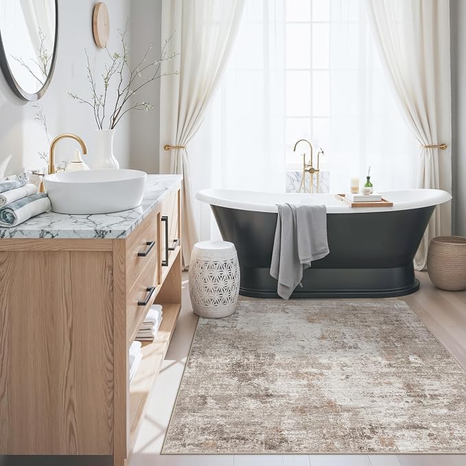 4x4 Square Entryway Rug Washable – Non-Slip Small Area Rug