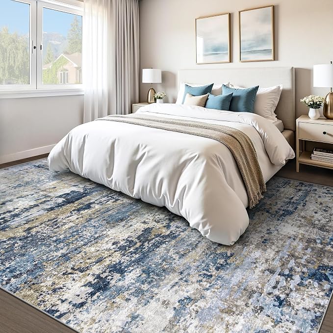pmtsns Area Rugs 8x10 for Living Room: Washable Rug Modern Abstract Neutral