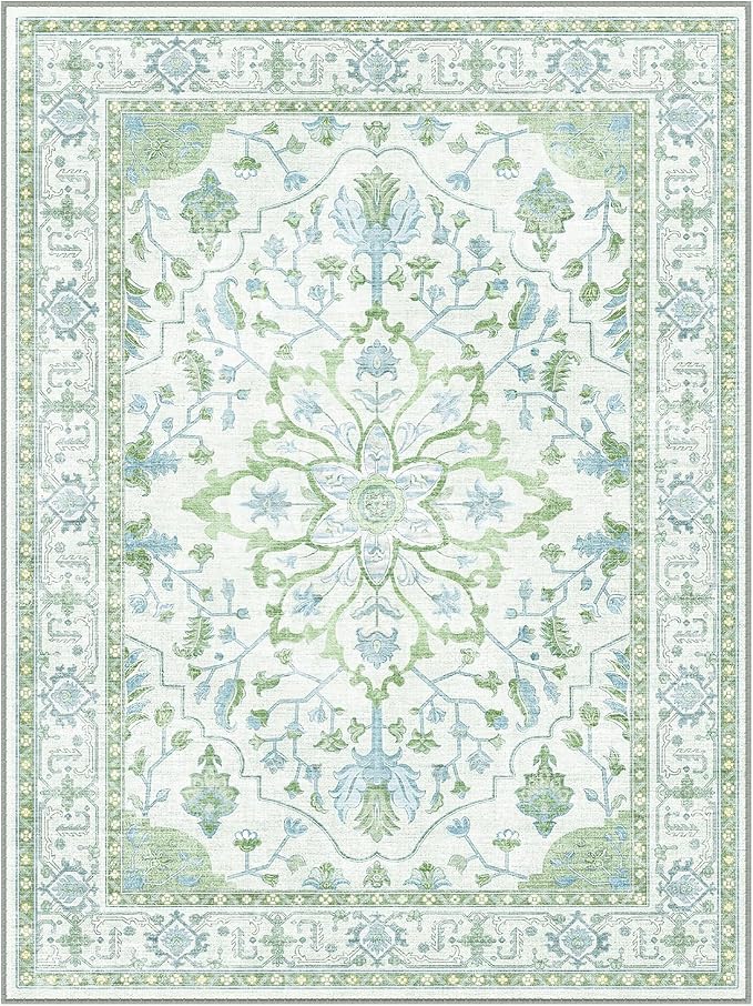 RELEANY Area Rugs Runner 2'x5' Washable Non-Slip, Floral Vintage Distress