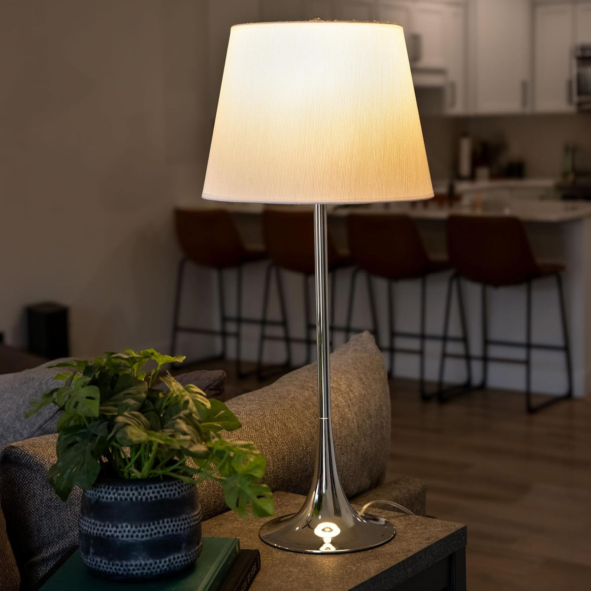 Sunnydaze Modern Splendor 3-Piece Floor and Table Lamp Set - Matching Indoor Metal Lamp Set of 3 - Plug-in Electric - Bulb Included
