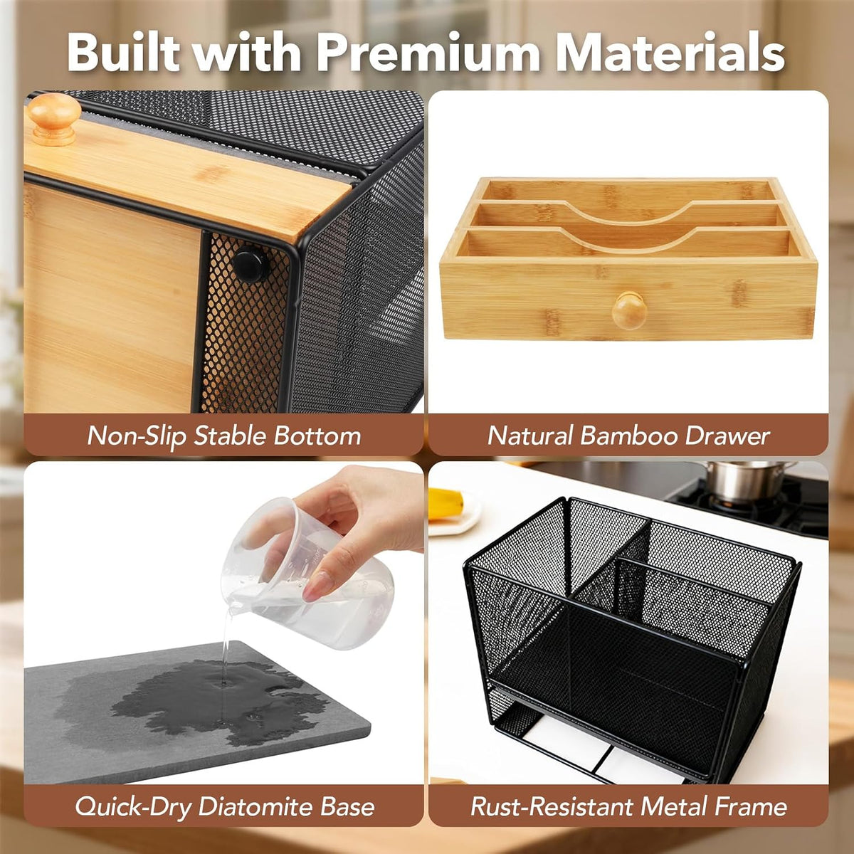Kitchen Utensil Holder Countertop,Extra Large Utensil Organizer with Drawer