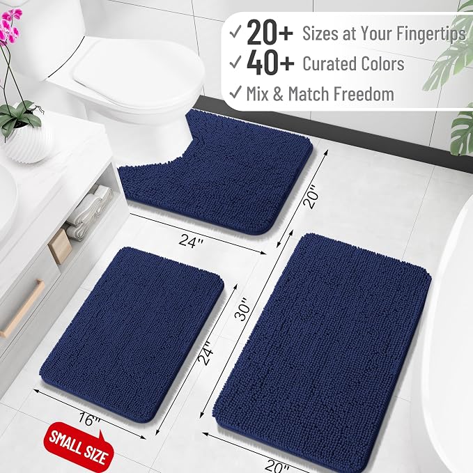 OLANLY Bathroom Runner Rugs 59x24, Soft Absorbent Chenille Bath Rugs, Rubber