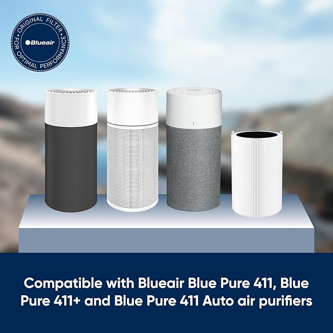 BLUEAIR Blue Pure 411 Auto, 411+ Genuine Replacement Filter, Particle and