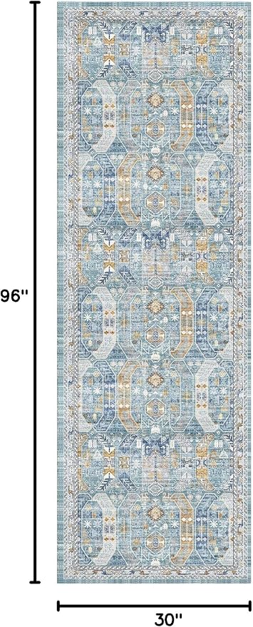 Madane Runner Rug 2'6''x8' Kitchen Runner, Hallway Runner Printed Vintage