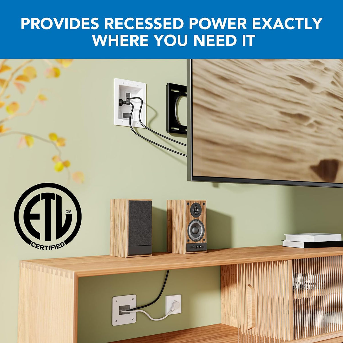 Mount-It! in-Wall TV Cable Concealer Kit with Recessed Power – Triple Outlet, 9ft Cord, and Hand Saw – Easy, Safe Cable Management for Organized TV and Home Theater Setups