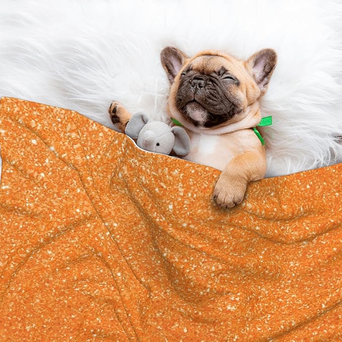 Waterproof Dog Blanket Soft Pet Blanket for Puppy Cat, Fleece Cat Throw Blankets for Furniture Bed Couch Sofa Reversible - Orange Glitter2