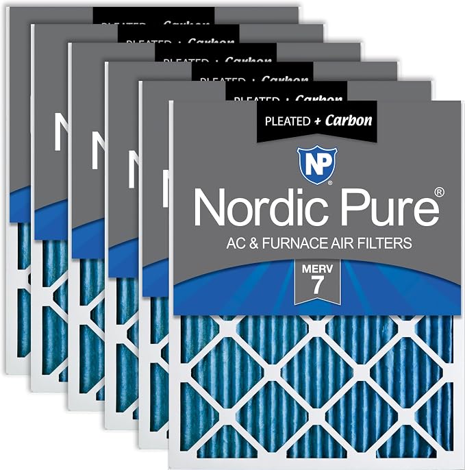 Nordic Pure 14x20x1 Pleated Air Filters MERV 7 Plus Carbon 6 Pack