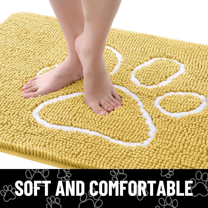 Smiry Dog Door Mat for Muddy Paws, Absorbent Dirt Trapper Non Slip Quick Dry