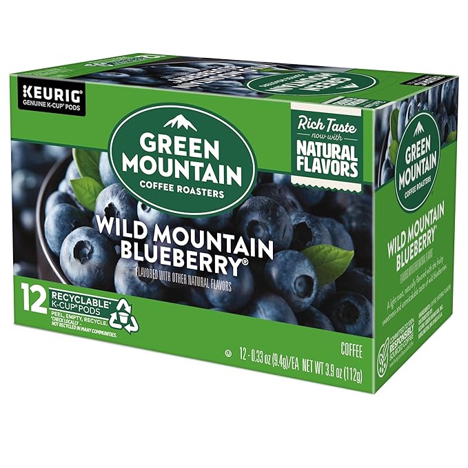 Green Mountain Coffee Roasters Wild Mountain Blueberry Keurig Single-Serve K-Cup pods, Light Roast Coffee, 72 Count