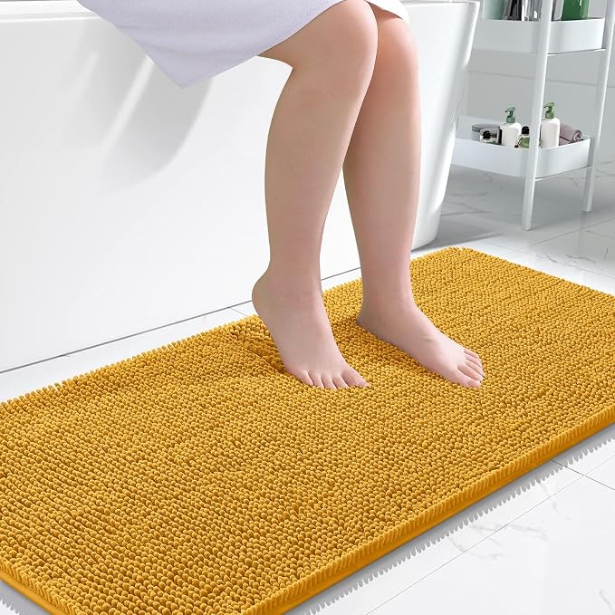 OLANLY Large Bathroom Rugs 45x27, Soft Absorbent Chenille Bath Rugs, Rubber