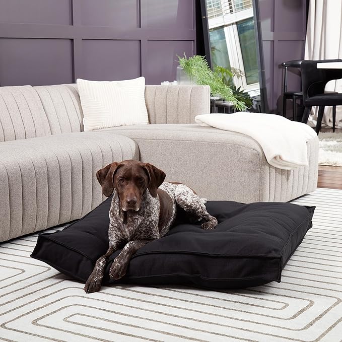 South Pine Porch Mila Square Tufted Pillow Style Dog Bed, Black, Large (40" x 40")