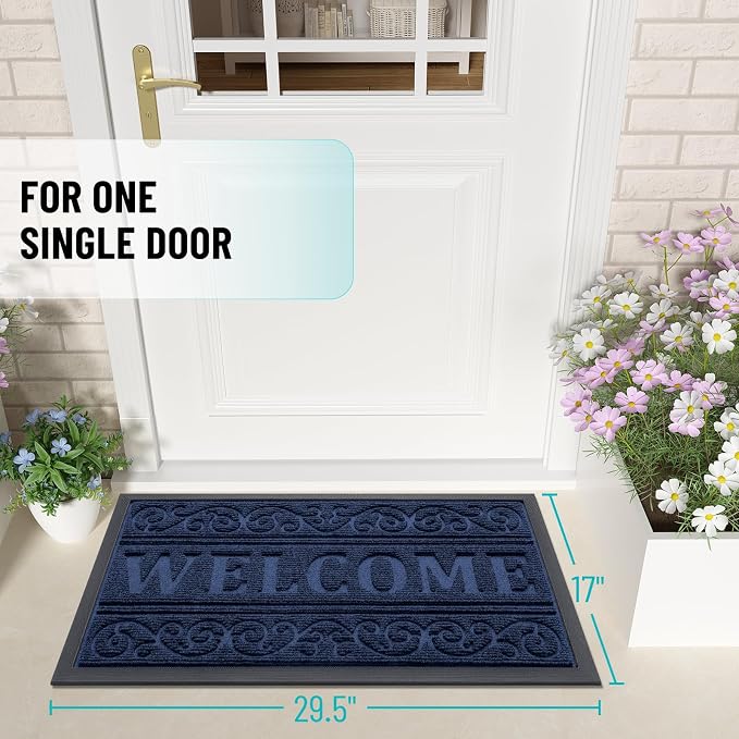 OLANLY Welcome Door Mat Indoor Outdoor Entrance, Heavy Duty Sturdy Front Door