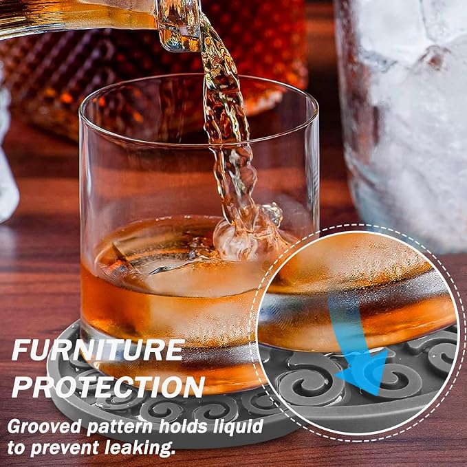 Coasters for Drinks, Resistant Reusable Silicone Coasters