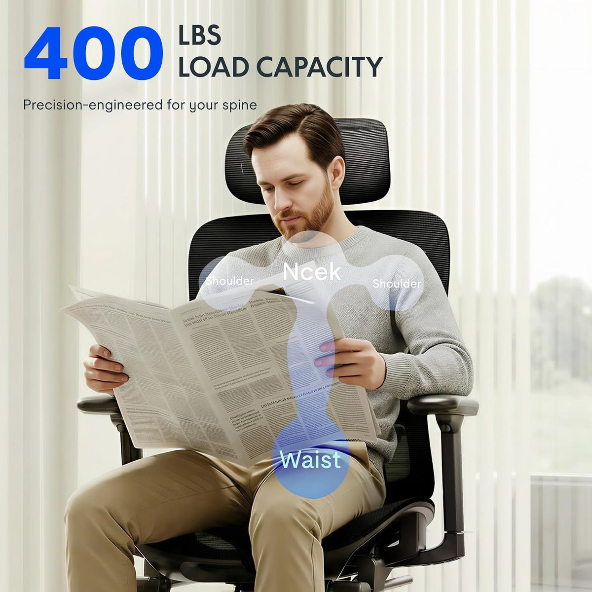 FLEXISPOT ErgoX Premium Ergonomic Office Chair Blue-FT