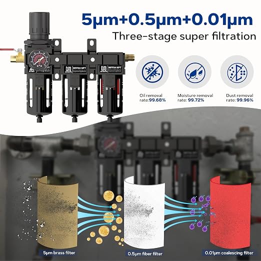 NEWPO 1/2" 3 Stage Air Drying System, Air Dryer