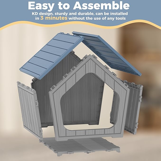 DRATO Outdoor Waterproof Cat House,23.43×22.64×22.8 Inches,Insulated Cat Shelter Feral for All Seasons,Easy to Assemble,Suitable for Cats and Small Dogs (Blue, 23.43×22.64×22.8 Inches)