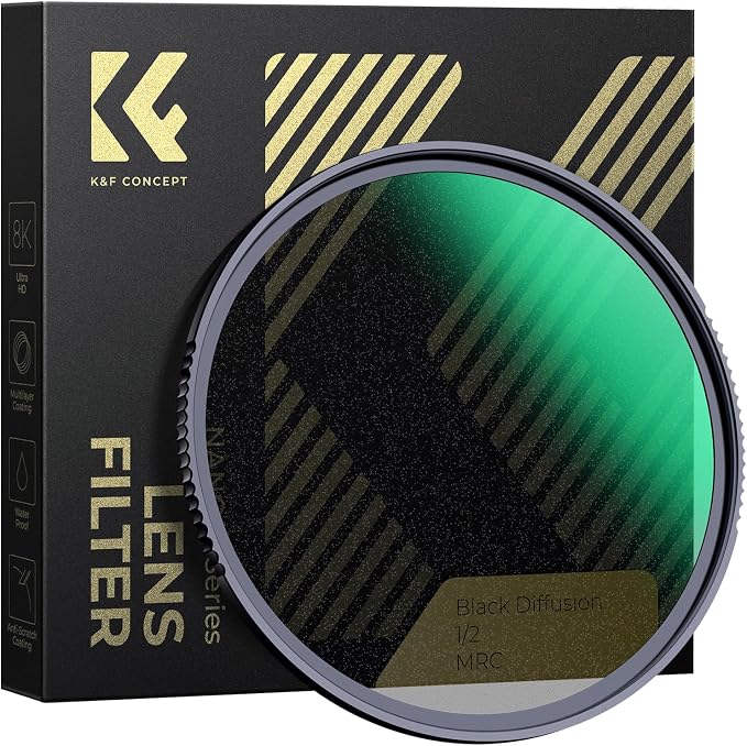 K&F CONCEPT 72mm Black Diffusion 1/2 Filter Mist Cinematic Effect Lens Filter