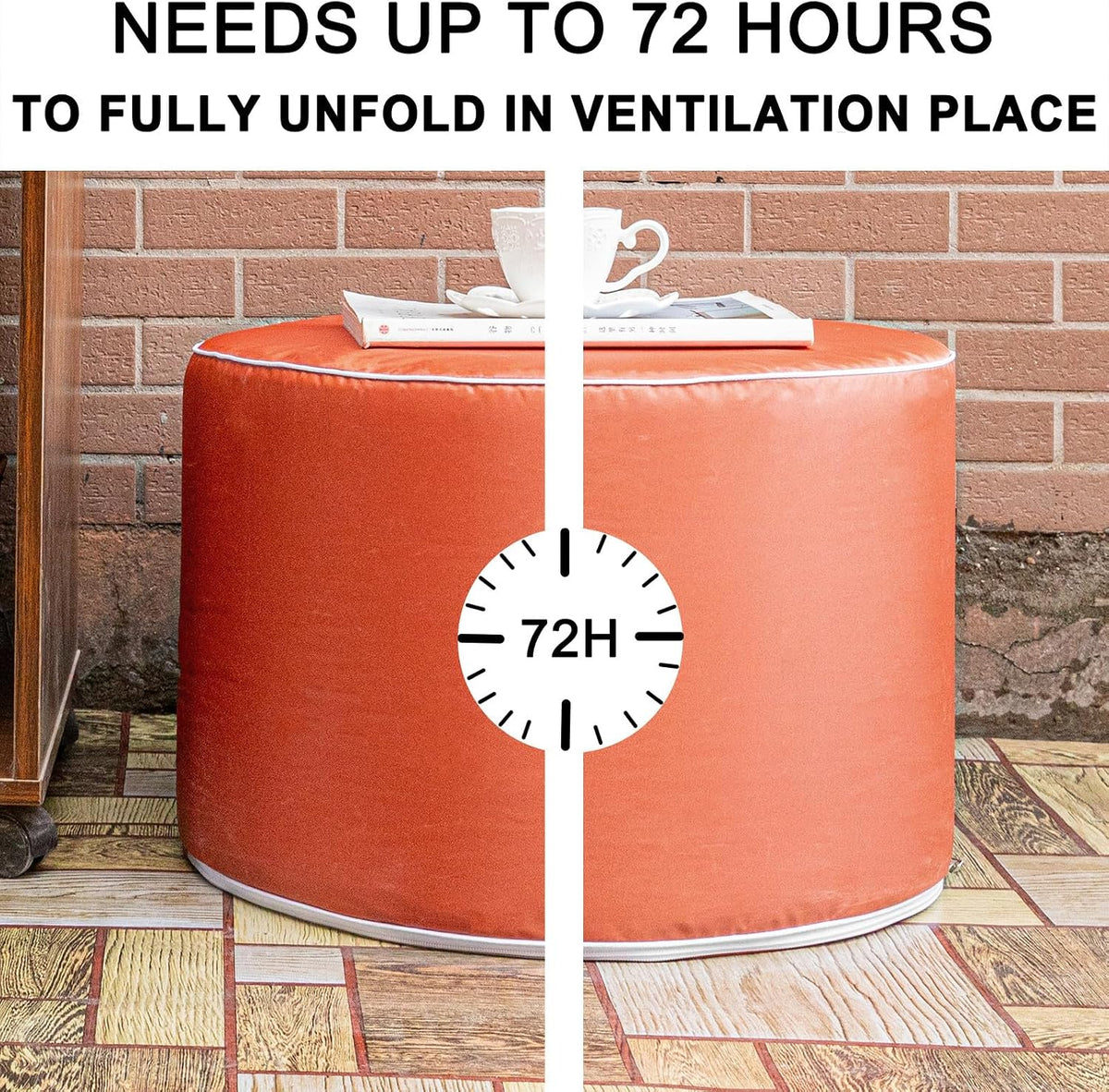 Multipurpose Outdoor Ottoman for Patio 20x14 Inches, Backyard, Additional Seating, Footrest, Side Table,Outdoor Patio Bean Bag Ottoman (Burnt Orange, Round)