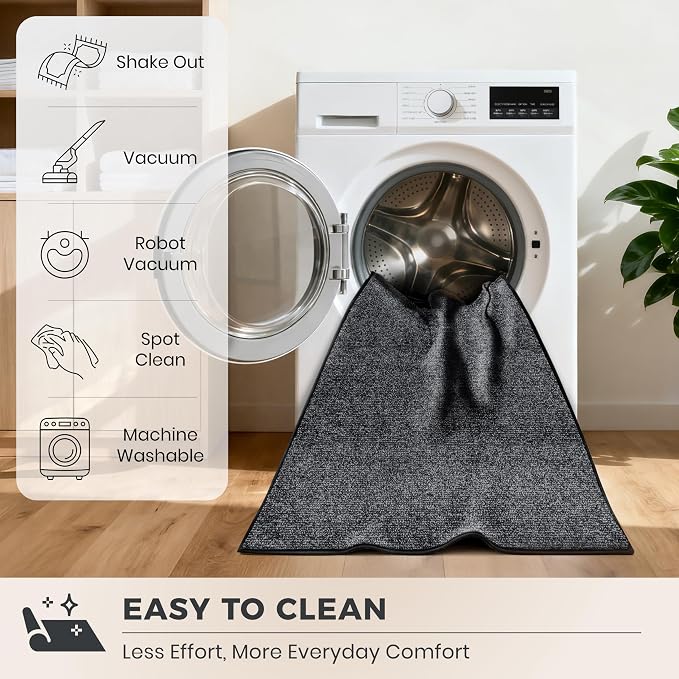 PURRUGS Dirt Trapping Door Mat Half Round 32" x 47", Non-Slip Machine Washable