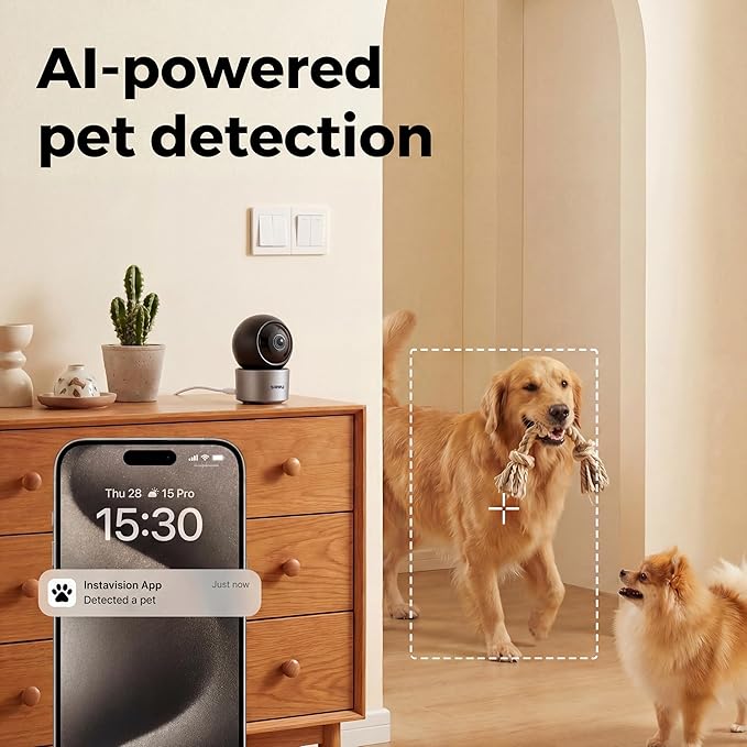 AI Pet Camera Indoor with Phone App, Dog Camera with Speaker, Multi-Pet Recognition & AI Day Summary, 2K 3MP Cat Camera for Indoor, 360° Auto Tracking, Night Vision, 2-Way Talk, WiFi 2.4G/5G