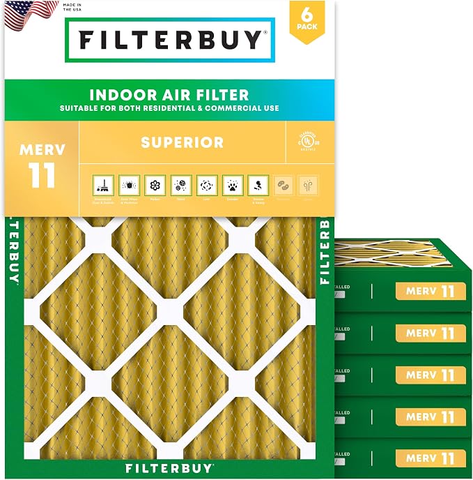 Filterbuy 24x25x2 Air Filter MERV 11 Superior Pet & Allergy Defense,