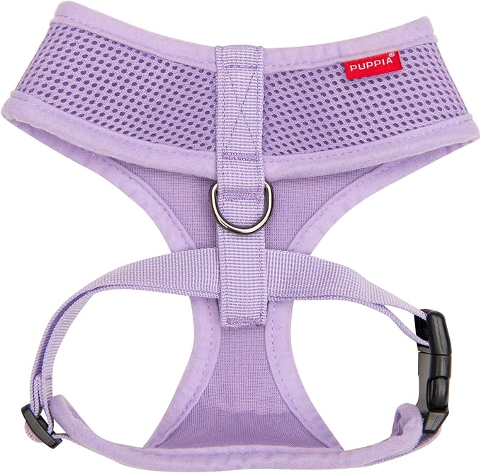 Puppia Soft Dog Harness No Choke Over-The-Head Triple Layered Breathable Mesh Adjustable Chest Belt and Quick-Release Buckle, Violet, Large