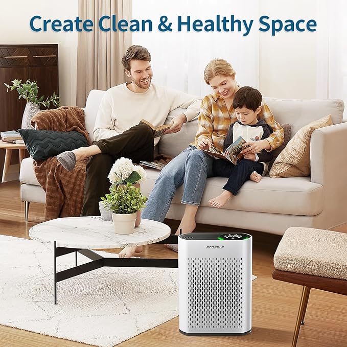 Air Purifier for Large Room, Cleans 2,400 ft² in 30 Mins, 3-Stage True HEPA, 360° Airflow, Large Touch Display Control, Real-Time Air Quality (PM2.5) Display, Ultra-Quiet 20dB Sleep Mode