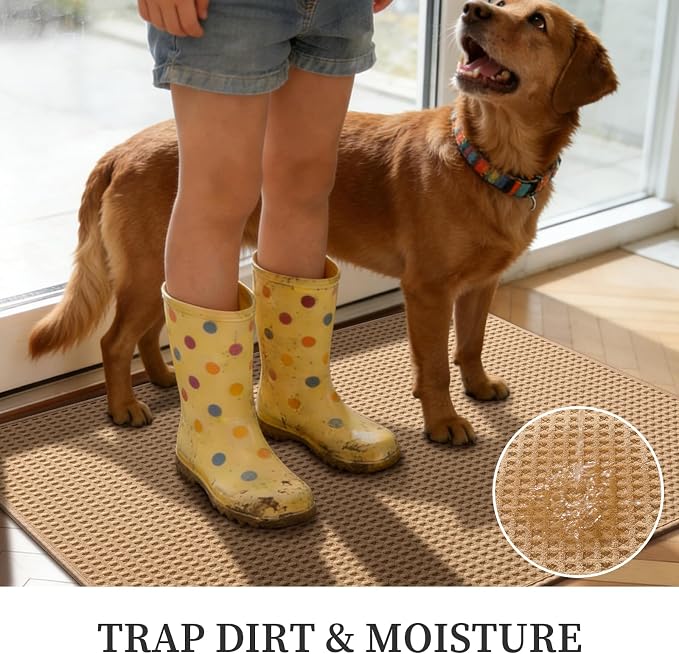 YIHOUSE Indoor Door Mat 20" x 32", Non-Slip Washable Entryway Mat, Dirt Trapper