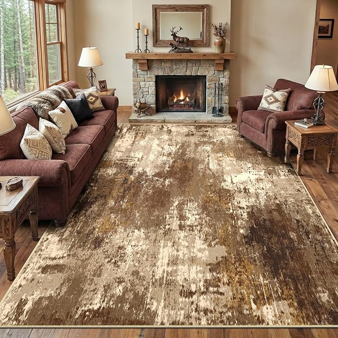 RELEANY Washable Area Rugs 9'x12' Non-Slip Modern Abstract Soft