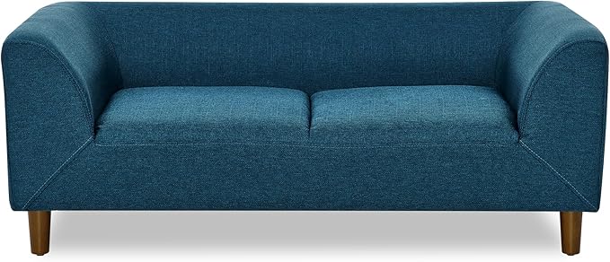 Modern Rectangular Pet Sofa with Backrest and Armrests - Comfortable Dog Couch for Medium and Large Dogs - Stylish and Functional Pet Furniture with Soft Cushion (Blue)
