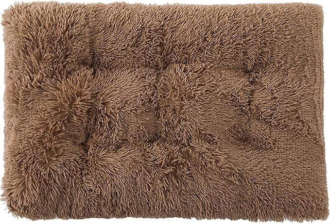 Dog Crate Mat, Dog Bed for Large Dogs, Comfy Fluffy Kennel Pad Anti-Slip for Dog beds & Furniture, Quilted Dog Bed for Pets for Medium/Small Dogs Cats (Color : Khaki, Size : 43x29)