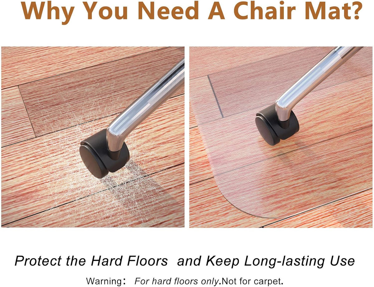 Naturehydro Office Chair Mat for Hardwood Floor - 48" x 48" Easy Glide Computer Desk Chair Floor Mat - Clear Plastic Rolling Chair Mat for Office & Home BPA and Phthalates Free (Square)