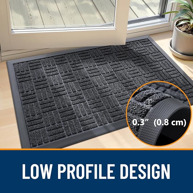 OLANLY Front Door Mat Outside Entrance 71x47, Heavy Duty Sturdy Natural Rubber