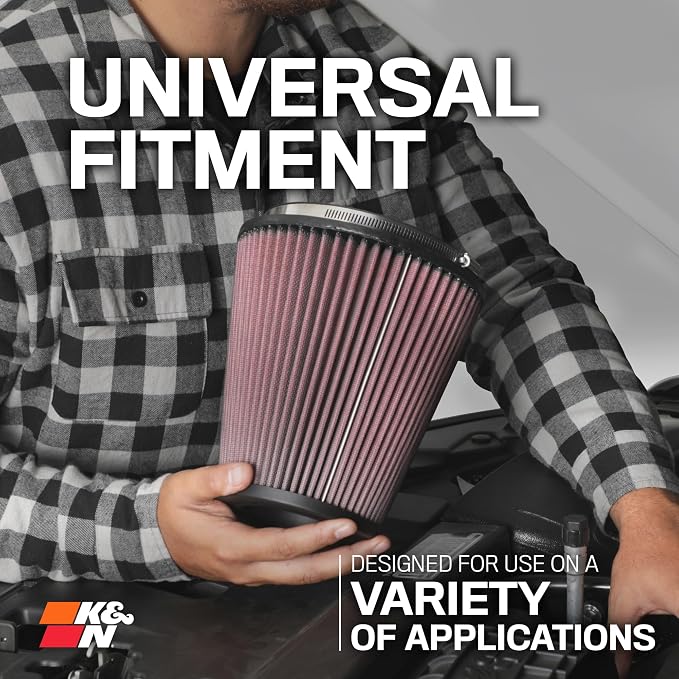 K&N High-Flow Original Lifetime Universal Clamp-On Air Filter: High Performance