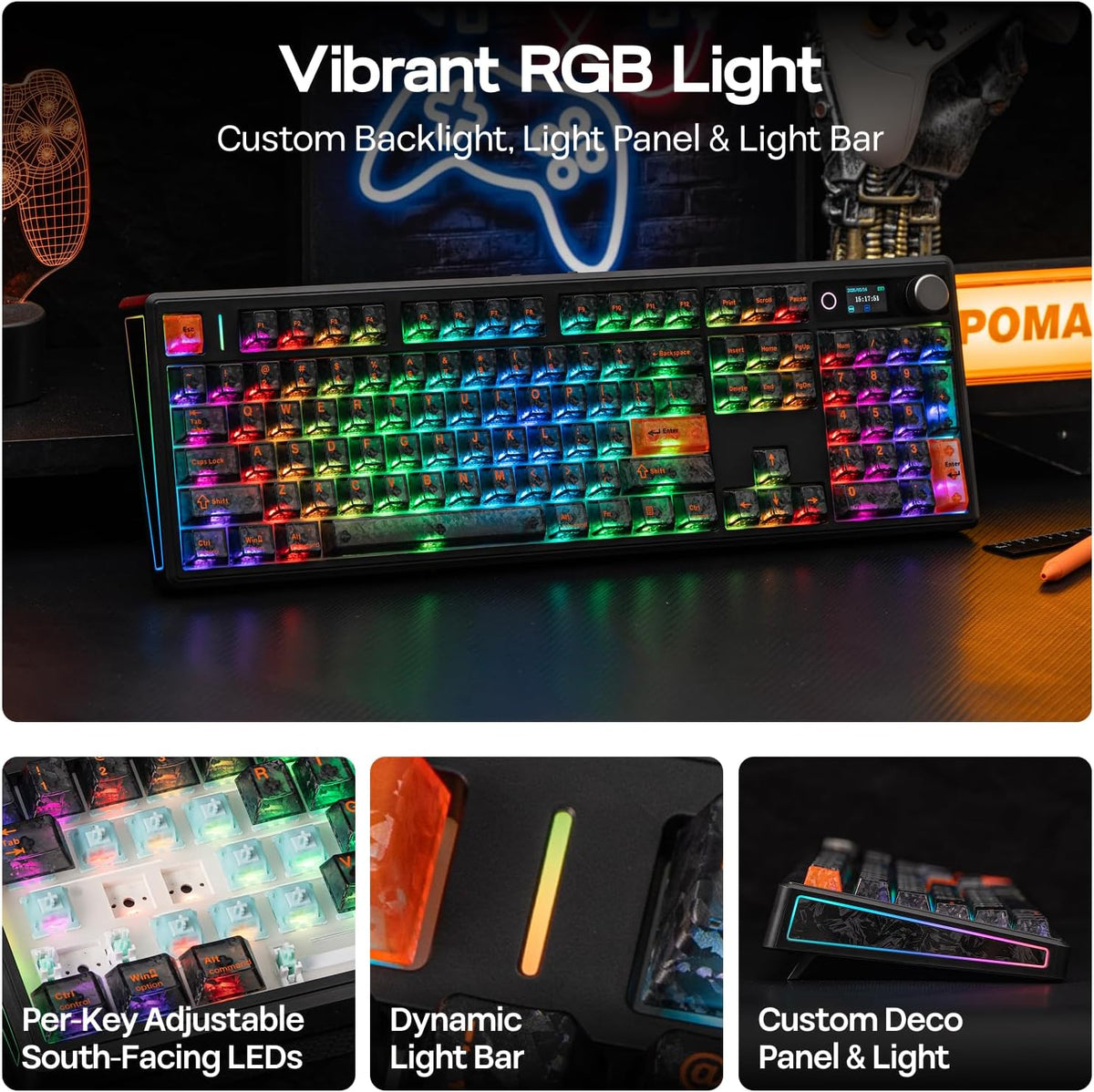 EPOMAKER TH108 V2 PRO Full Size Mechanical Keyboard with Screen&Knob