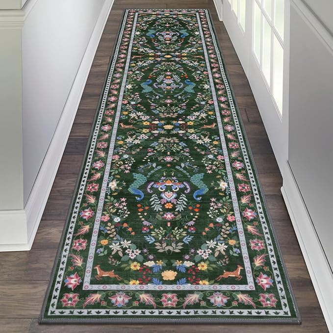 HEBE Washable Hallway Runner Rug 2'x 8' Non Slip Kitchen Rugs Runner, Low Pile