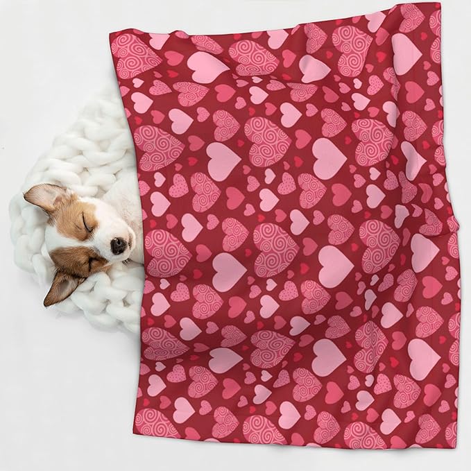 Red Blanket for Dog - Heart Love Throw Blanket 30x20 Pink Pet Blanket for Couch Sofa Bed
