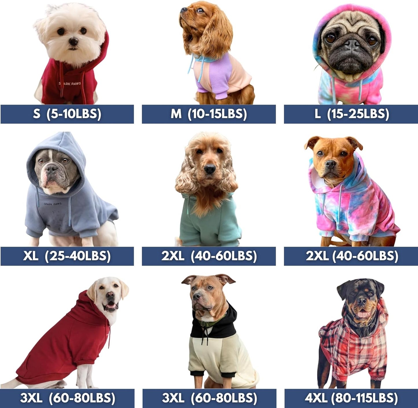 Spark Paws Dog Hoodie – Premium Dog Sweater for Small, Medium, and Large Dogs | Warm Outfits for French Bulldogs, Pitbull, Puppy, Winter Jacket Alternative - Snow Cone - 3XL