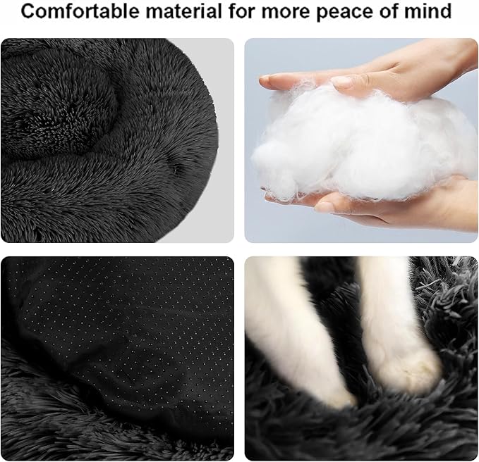 Nisrada Dog Bed for Small Medium Large Dogs, 27 inch Calming Dogs Bed, Washable-Round Cozy Soft Pet Bed for Puppy and Kitten with Slip-Resistant Bottom